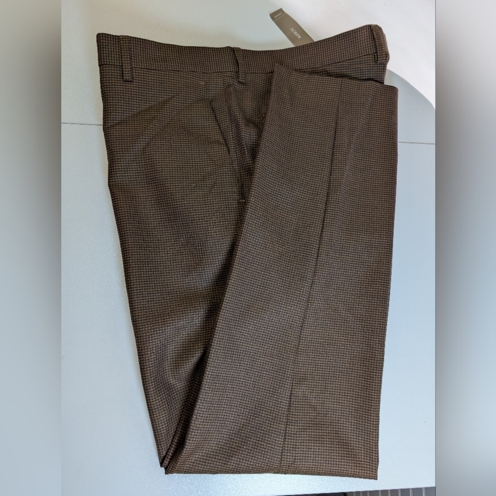 J.Crew Ludlow Slim Suit Pants Brown Houndstooth 35x32 NWT